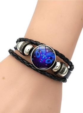 12星座时光宝石手链男女学生日礼物潮流手工编织串珠手绳个性手饰