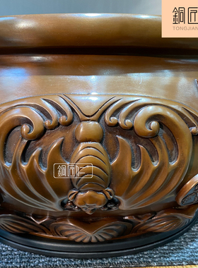 紫铜聚宝盆摆件铜盆 家用室内客厅办公室创意中式摆设