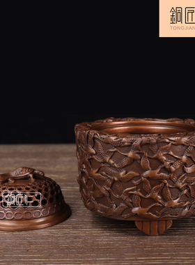 铜匠仁 紫铜千鹤香炉摆件铜熏香炉摆设家用室内客厅办公室香薰炉