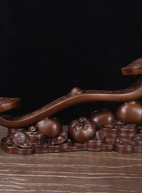 铜匠仁 紫铜摆件铜家居装饰品柿柿如意博古架桌面中式铜器工艺品