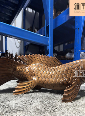 铜匠仁紫铜金龙鱼摆件铜家居装饰品办公室玄关客厅书房桌面摆设