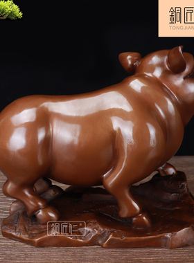 铜匠仁 紫铜生肖猪摆件铜萌萌猪梦猪白日梦想猪办公室可爱摆设