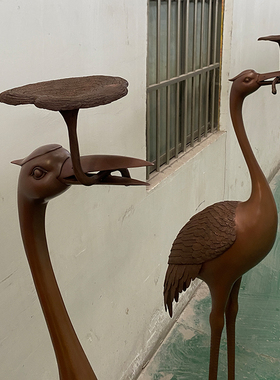 铜匠仁紫铜龙头龟鹤摆件铜龟鹤延年一对祝寿礼品落地仙鹤摆设