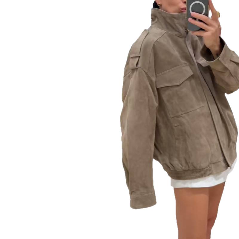 Casual waist cinched long sleeved shirt jacke秋季日韩休闲宽 - 图3