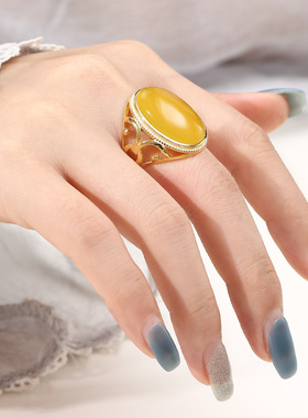 奢金轩女纯银简约绿松石戒指空托