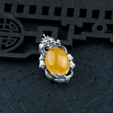 Подвеска, ретро изумрудная инкрустация камня из воскового агата, серебро 925 пробы