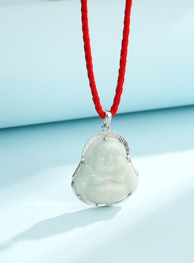 925纯银皮绳项链棉绳玉佩翡翠