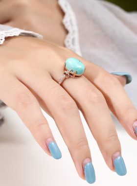 轻奢纯银镶嵌蜜蜡玉石戒指空托