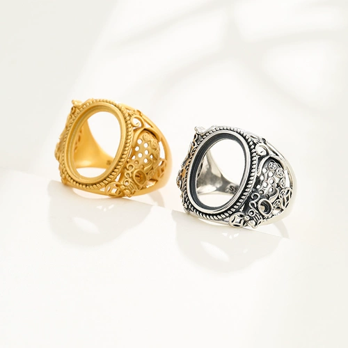 925 Серебряное персонализированное кольцо до властного кольца тоже пустое 12*16 Пчелиной Вокс янтарный мужское кольцо 10*14*19 15*20