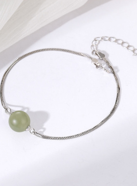 925纯银盒子链手链diy琥珀圆珠