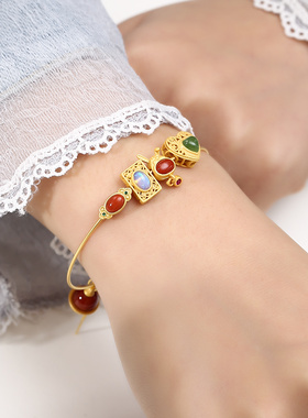 diy纯银针式手环调节路路通珍珠