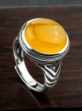 霸气戒指托DIY镶嵌蜜蜡宝石活口