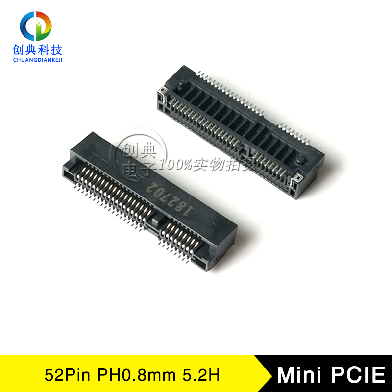 MiniPCIE插槽52Pin3G模块5.2HMsata插座LOTES得意AAA-PCI-092-P07 - 图0