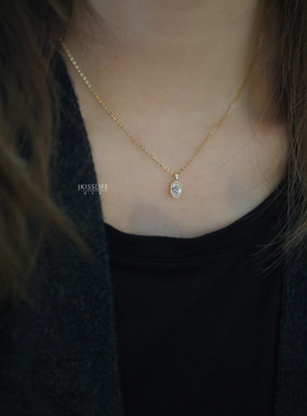 精致小巧设计感纯银镀14K金项链