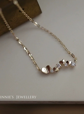 小众水滴款简约爱心纯银镀金项链