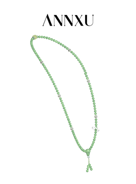 ANNXU苏式美人系列绿色圆珠串长链项链手链