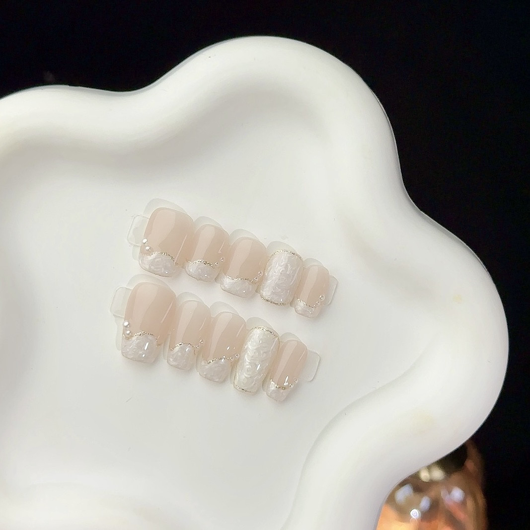 珍珠白贝母螺纹款穿戴甲纯手工可重复使用超短款孕妇可用,淘宝优惠券,粉丝福利购,淘宝优惠卷