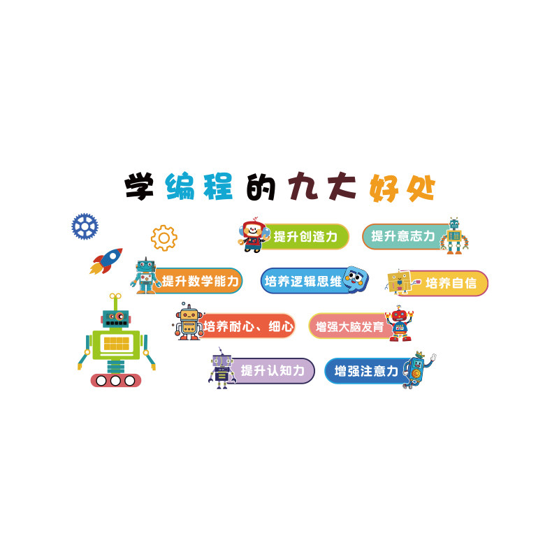 少儿编程教室布置机器人培训机构文化贴纸科技学主题墙面环创装饰