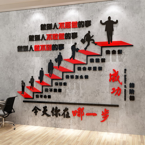 公司企业文化墙进门形象办公室装饰团队楼梯激励志标语氛围布置贴 - 图3