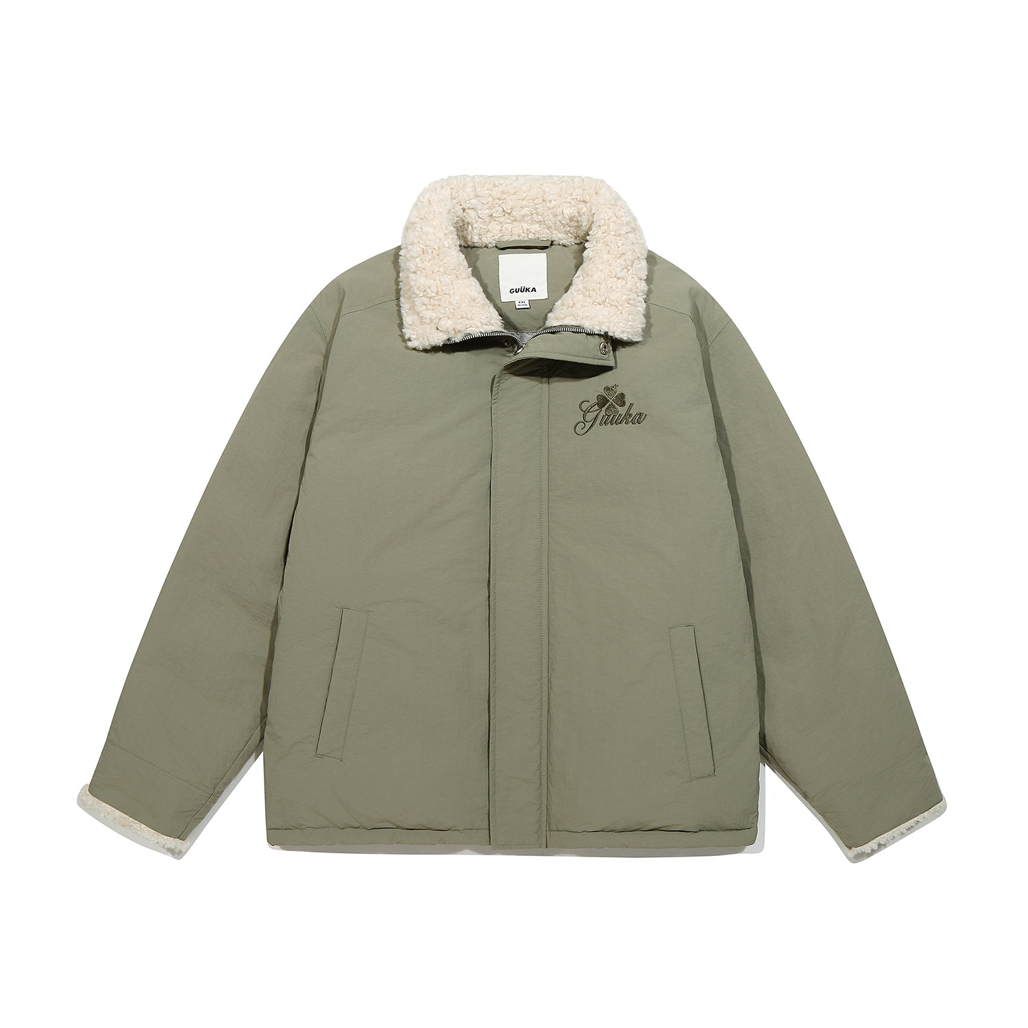 GUUKA灰绿色毛绒立领轻薄羽绒服冬季男款防寒服 情侣保暖外套宽松,淘宝优惠券,粉丝福利购,淘宝优惠卷