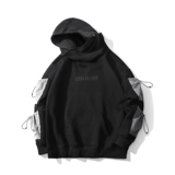 Черная утепленная спортивная толстовка с капюшоном в стиле хип-хоп, подходит для подростков, оверсайз