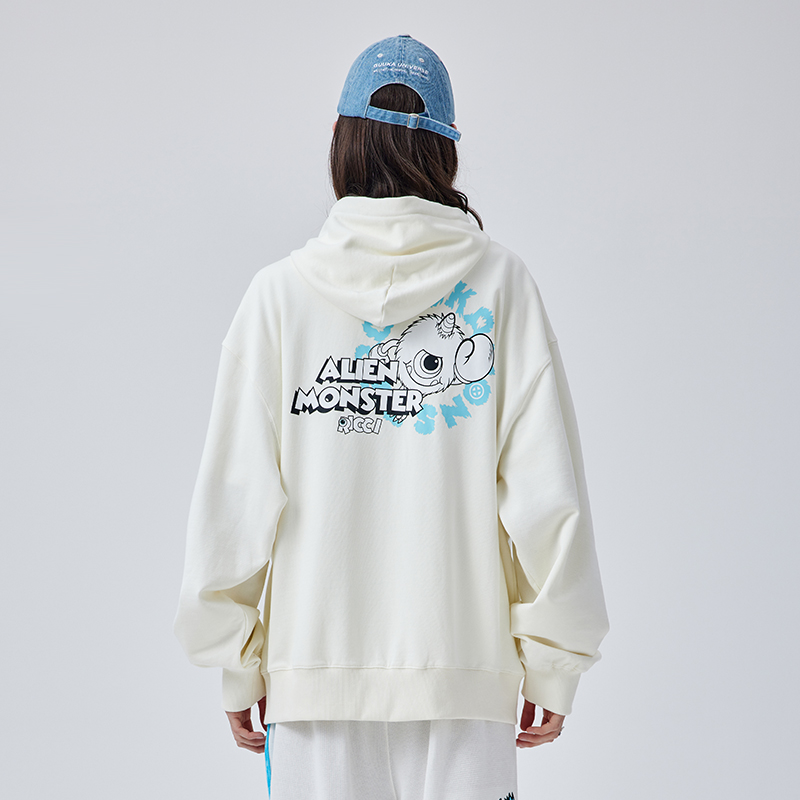 GUUKA奶白色开衫连帽卫衣男纯棉潮 嘻哈小怪兽蝙蝠袖针织外套宽松,淘宝优惠券,粉丝福利购,淘宝优惠卷