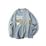 Синяя длинная толстовка для влюбленных в стиле хип-хоп, осенняя, круглый воротник, средней длины, свободный крой