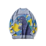 Динозавр, демисезонный спортивный свитер в стиле хип-хоп, подходит для подростков, оверсайз