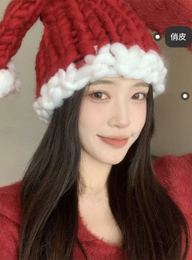 【圣诞红色帽子】可爱保暖针织帽
