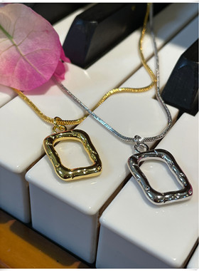 复古法式方形吊坠项链博主街拍