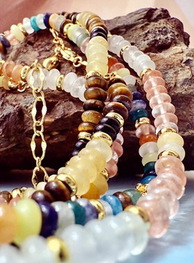 文艺天然彩石玛瑙水晶串珠项链