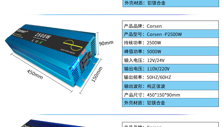 500W车载逆变器12V24V转220V家车用电源转换器5V双USB手机充电器 - 图2