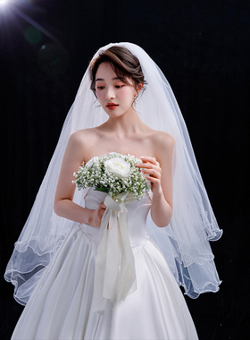 韩式新娘超仙婚纱结婚旅拍头纱