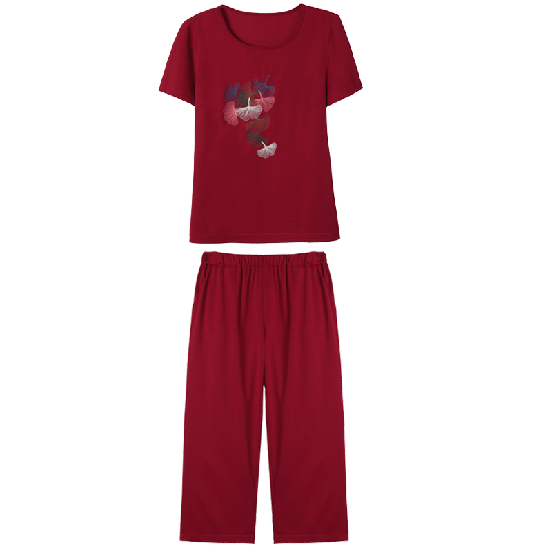 喜彭服饰旗舰店妈妈装夏装短袖时尚运动套装中老年女装休闲装t恤气质洋气两件套3