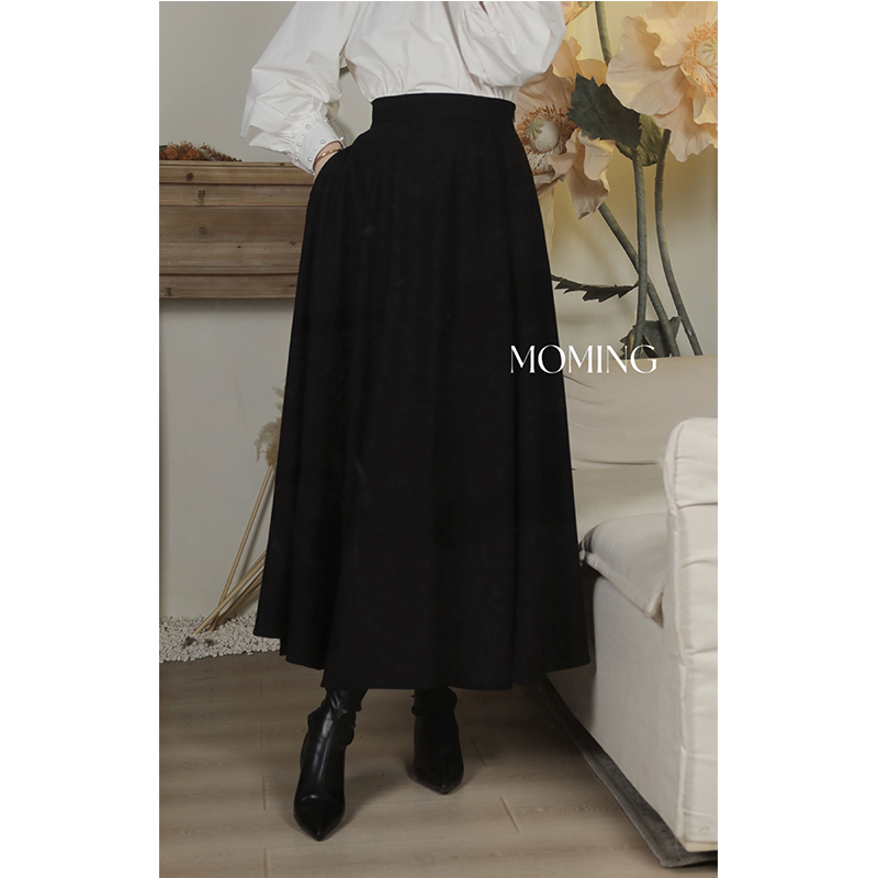 MOMING冬季新品walking skirt 欧式复古宫廷感立体后背褶皱步行裙 - 图2