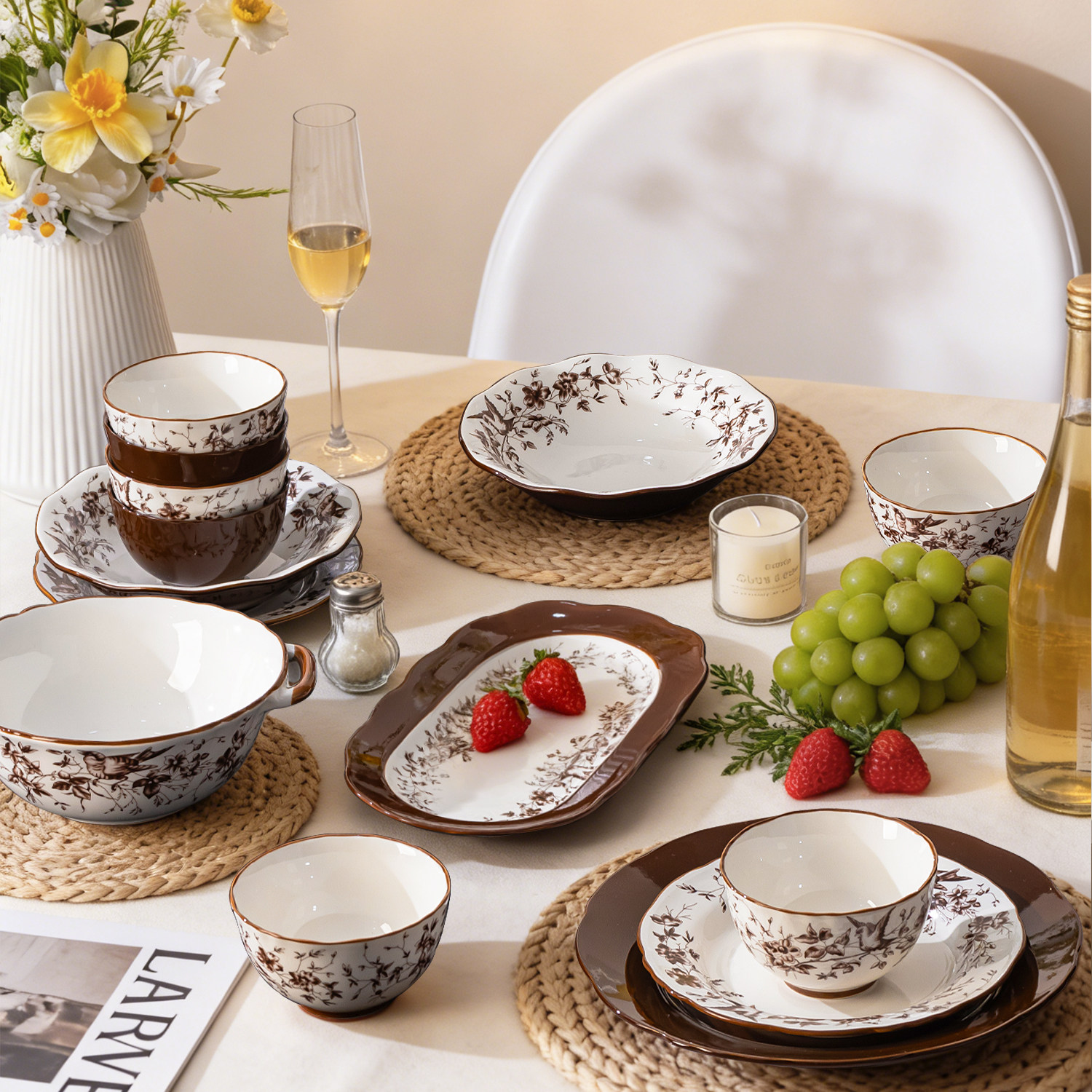 碗碟套装家用2026新款法式碗盘餐具套装高颜值陶瓷碗筷乔迁礼物