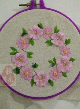 秭薇苑立体dmc绣线花环材料包