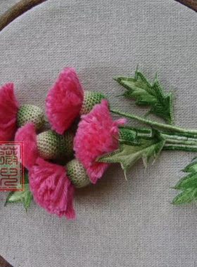 秭薇苑刺绣DIY材料包立体欧式手工DMC绣线 仿真蓟花