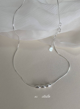 通体925纯银米粒项链防过敏链条