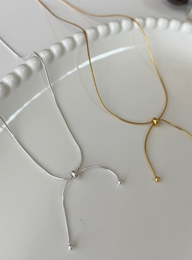 多种佩戴！简约百搭s925纯银抽拉式蛇骨链项链气质小众锁骨链颈链