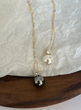 施家珍珠美国包金极细女王妃项链