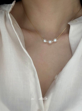 精致感~14k包金豆豆珍珠蛇骨链