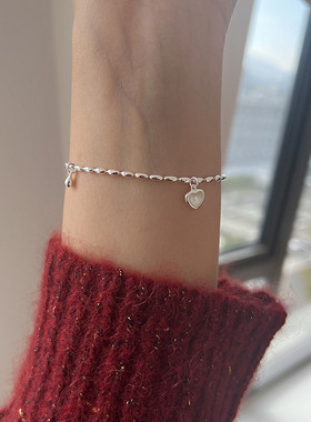 女纯银天然白贝韩国米粒爱心设计