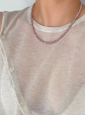 气质稀有天然淡水粉紫色珍珠串珠锁骨链s925纯银小众个性颈链叠戴