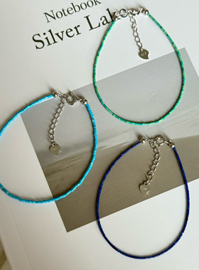 极细1-1.5mm s925纯银青金石绿松石手链气质通勤叠戴小众设计感女