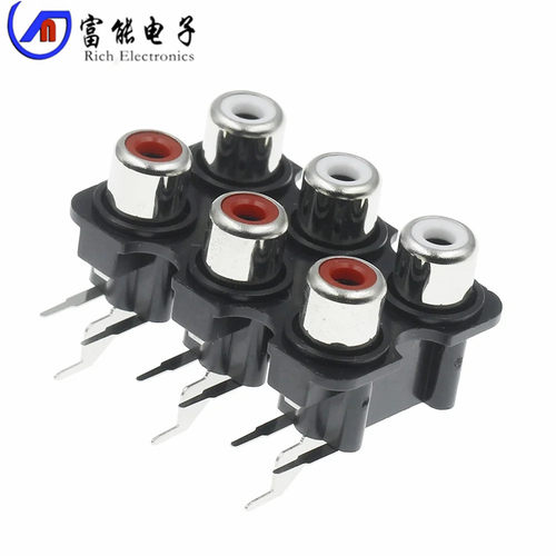 纯铜RCA莲花插座红白孔2/4/6孔位音频座AV座信号输入音响音箱插头 - 图0