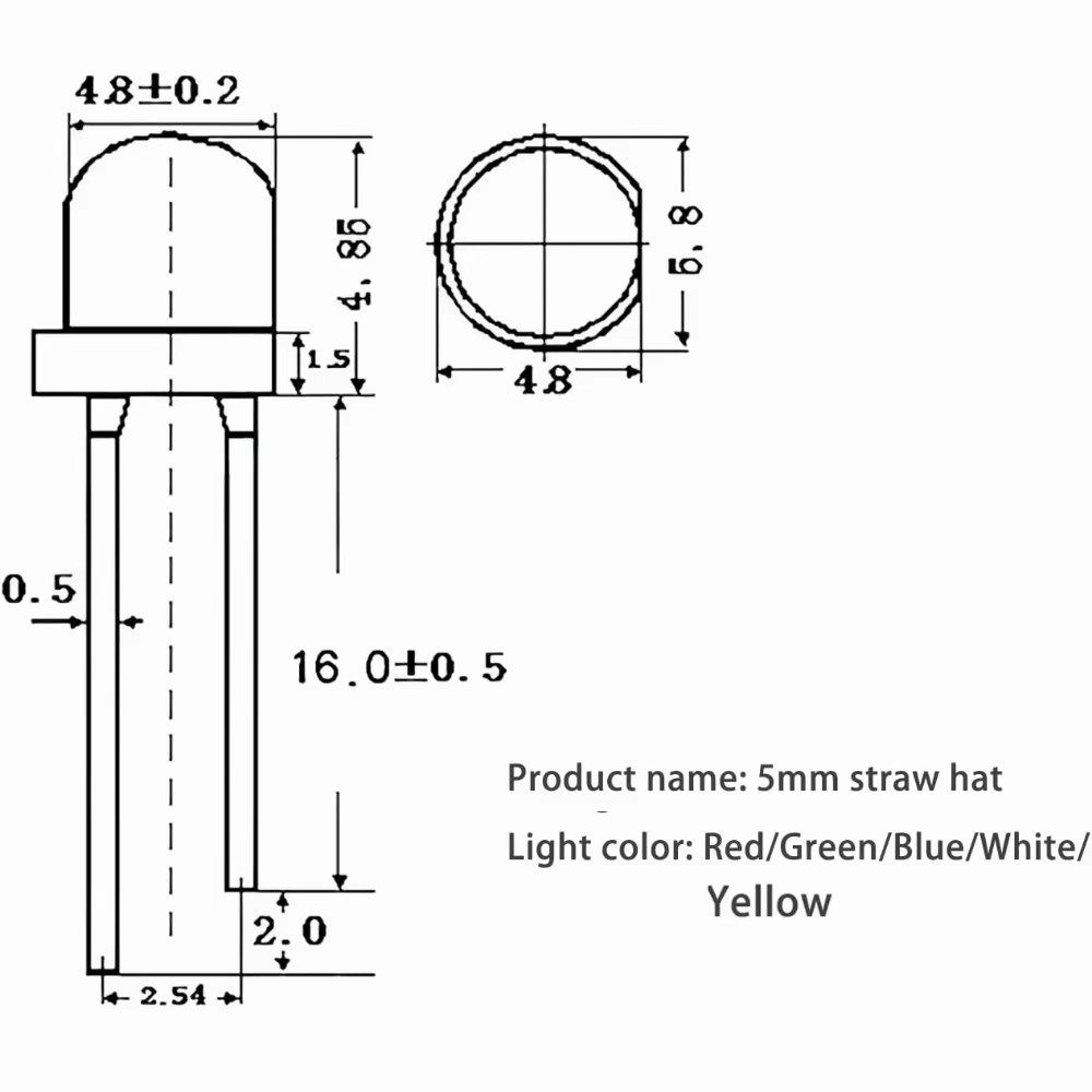 F5草帽5MM超高亮白光 2800-3000mcd led灯珠 3.0-3.4V 红蓝黄绿灯,淘宝优惠券,粉丝福利购,淘宝优惠卷