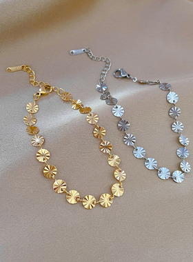 【通体钛钢】极简风东大门个性几何圆形链条手链女网红复古闺蜜