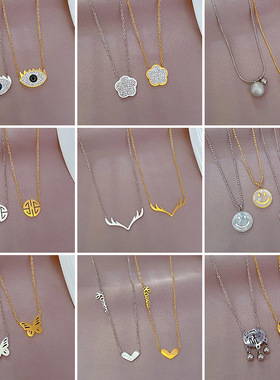 【通体钛钢】通体钛钢炉内真金冷淡项链女ins网红锁骨链配饰品