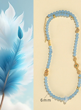 新中式蓝玉髓串珠手链女时尚高级感原创设计蓝玉髓项链手串批发